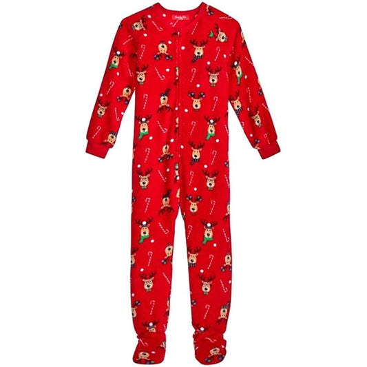 Family Pajamas 1-Pc Reindeer Footed Pajamas, Reindeer Red 12 Months