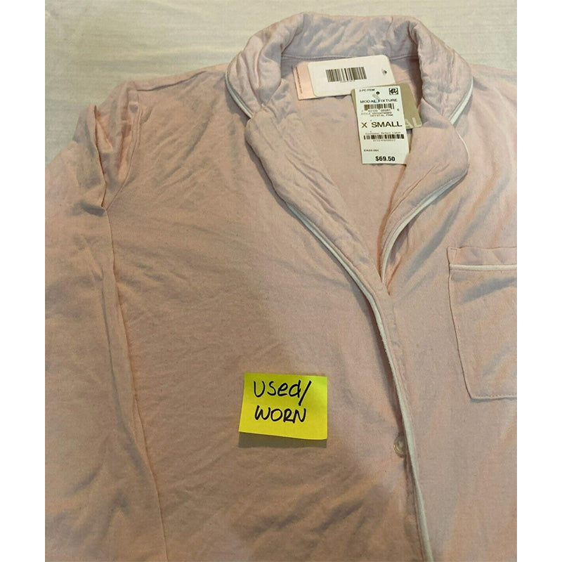 NWD Alfani Notch Collar Pajama Top Pink XS