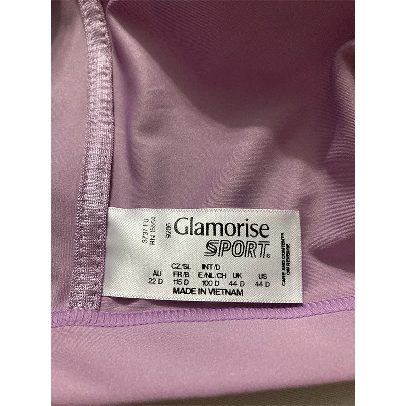 Glamorise Zip Up Front-Close Sports Bra Wirefree Purple 44D