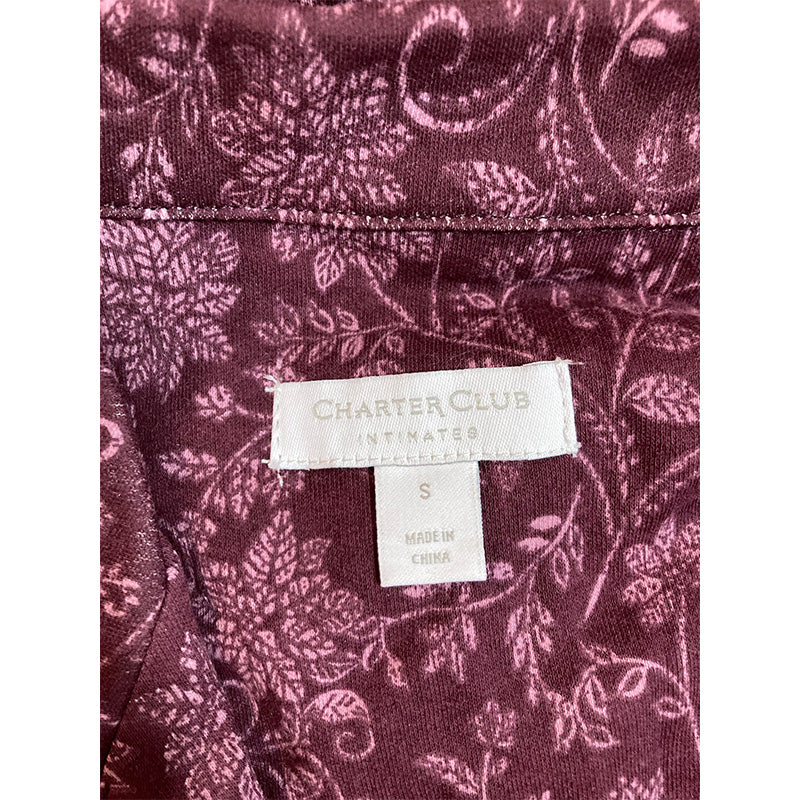Charter Club Soft Brushed Cotton Only Pajama Top Burgundy S