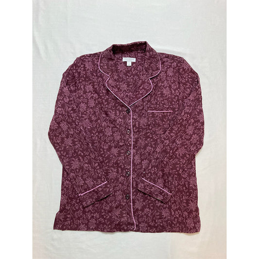 Charter Club Soft Brushed Cotton Only Pajama Top Burgundy S