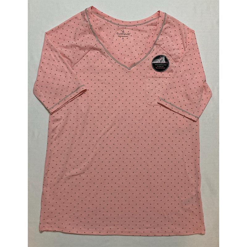 Cuddl Duds Printed Elbow-Sleeve Top Coral S
