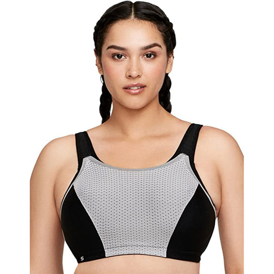 Glamorise Double-Layer Custom-Control Sport Bra Grey & Black 32C