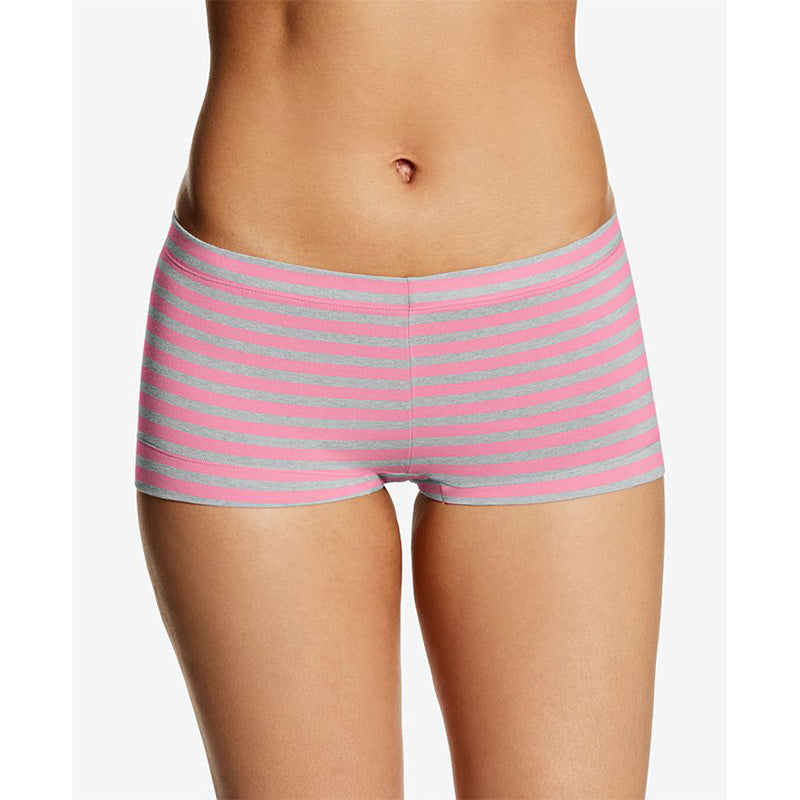 NWD Maidenform Cotton Tailored Boyshort Underwear Pink Striped L