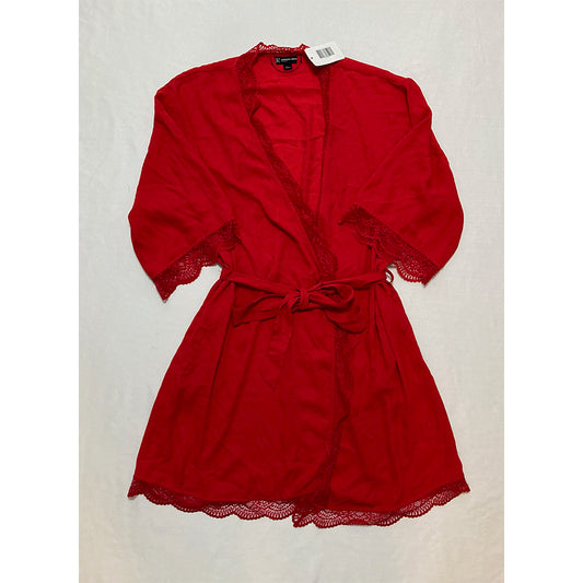 INC Lace Trim Short Robe Ski Patrol L