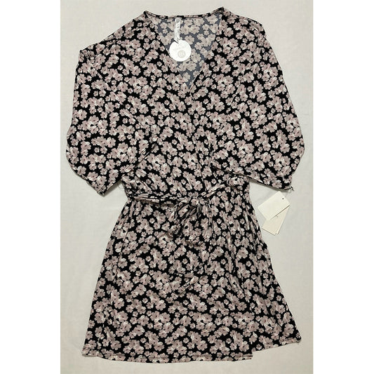 Flora Nikrooz Wrap Robe Black Floral M