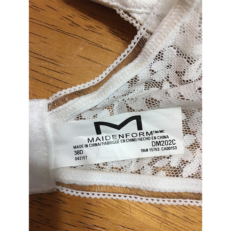NWD Maidenform Pure Comfort Lace Bra White 38D