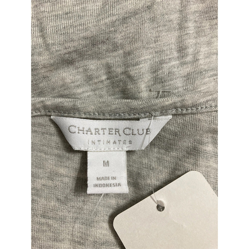 Charter Club Everyday Cotton Crochet-Trim Only Top Grey M