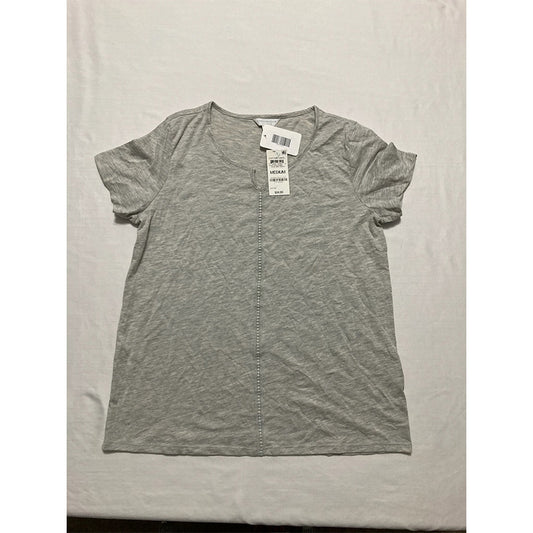 Charter Club Everyday Cotton Crochet-Trim Only Top Grey M