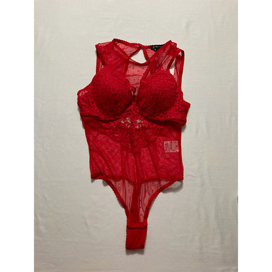 INC Sheer Lace Lingerie Red M
