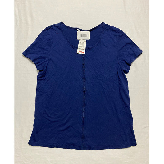 Charter Club Everyday Cotton Only Crochet-Trim Top Navy L