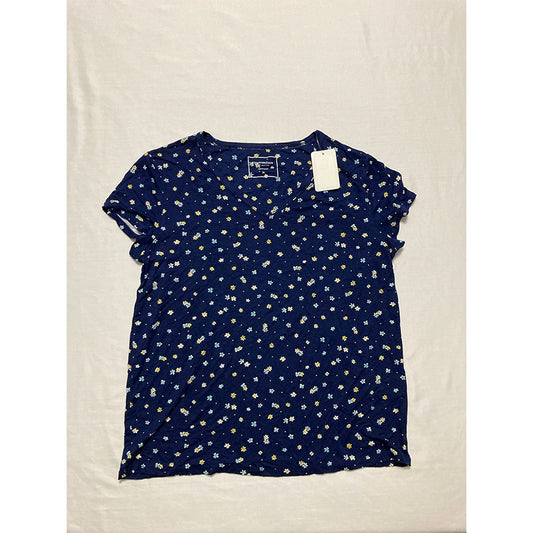 Charter Club V-neck Only Pajama Top Navy Floral M