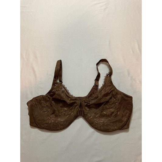 Glamorise Wonderwire Front Close Stretch Lace Bra Cafe 48C