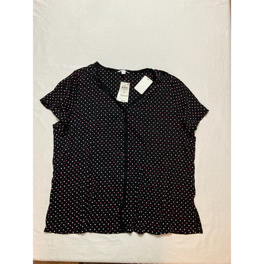 Charter Club The Everyday Cotton Plus Size Only Pajama Top Black 1X