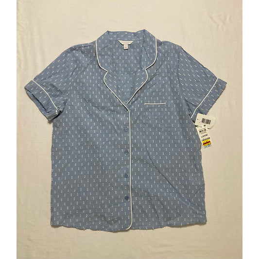 Charter Club Cotton Only Pajama Top  Swiss Dot Blue L