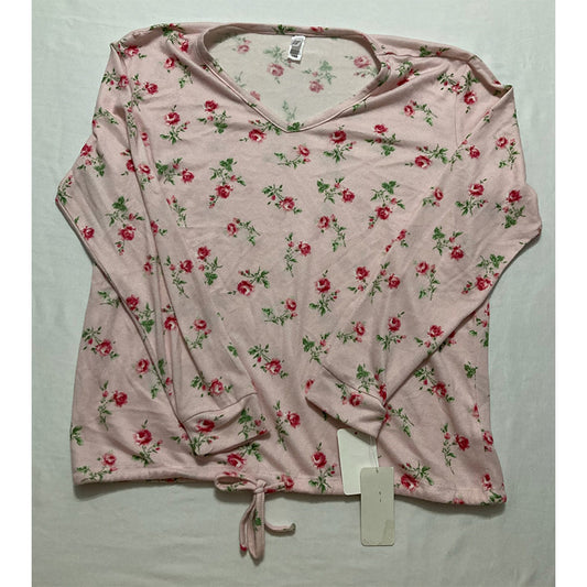 Flora Nikrooz Jenna Printed Sweater Knit Only Pajama Top Pink L
