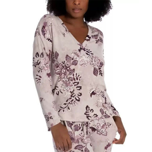 Linea Donatella Comfort Zone Printed Hacci Only Pajama Top White XL