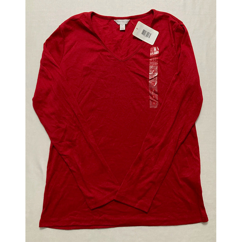 Charter Club V-neck Only Pajama Top Red S
