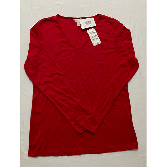 Charter Club V-neck Only Pajama Top Red Petite M