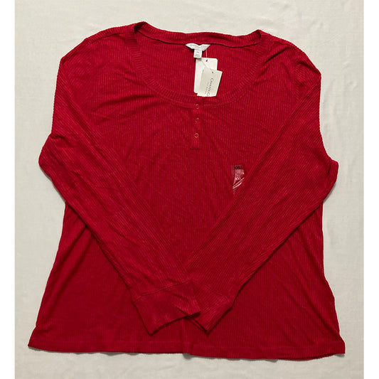 Charter Club Ribbed Henley Only Pajama Top Red 2XL