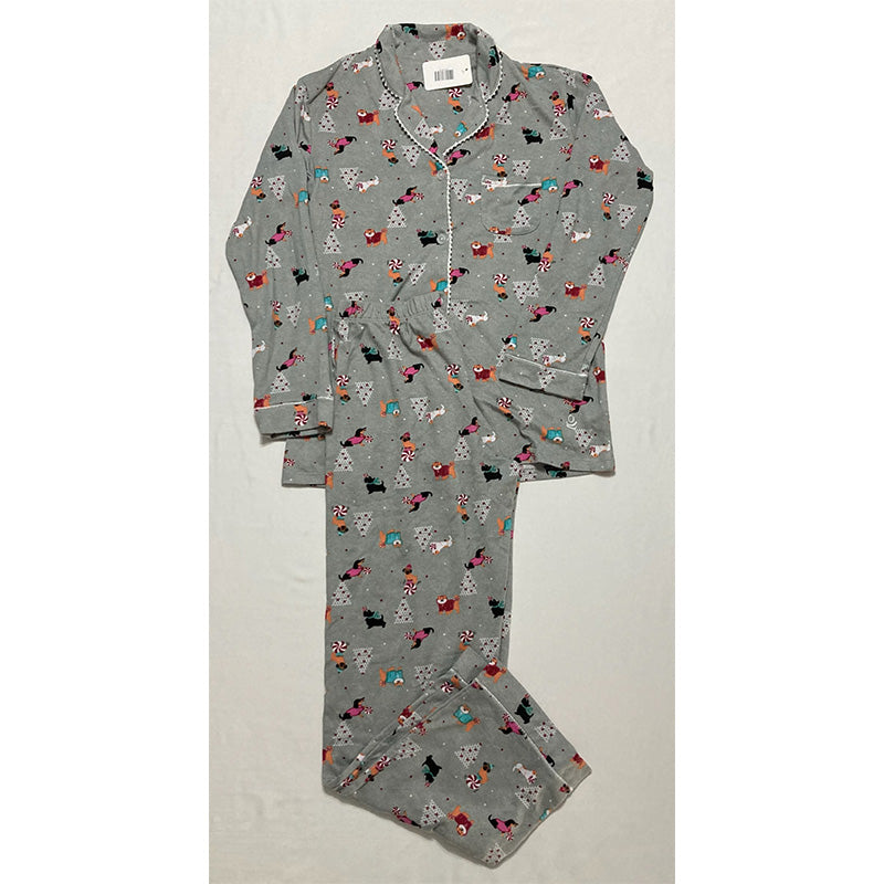 NWD Cuddl Duds Printed Notched-Collar Pajamas Set Multicolor S