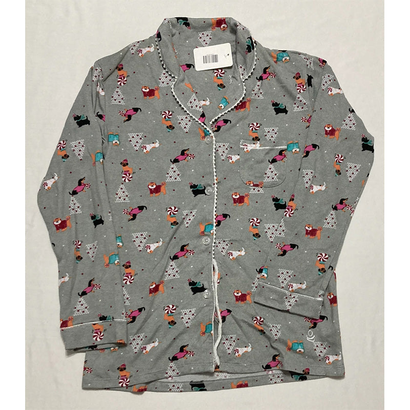 NWD Cuddl Duds Printed Notched-Collar Pajamas Set Multicolor S