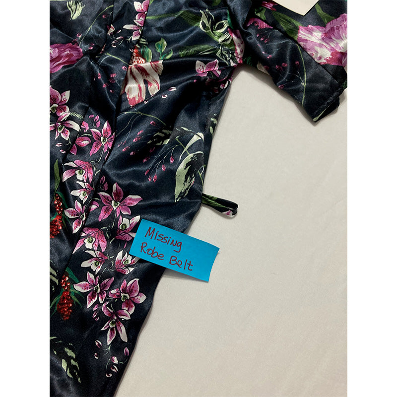 NWD Linea Donatella Tropic Delight Long Satin Wrap Robe Floral S/M