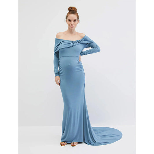 Motherhood Maternity Off-Shoulder Gown/Dress Blue XL