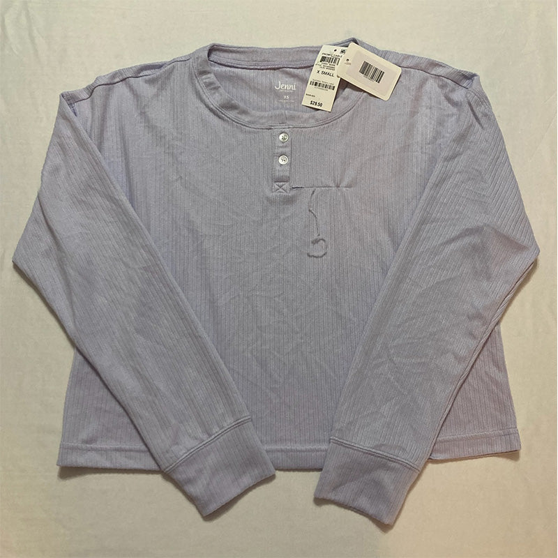 NWD Jenni Ribbed Henley Pajama Top Lilac XS