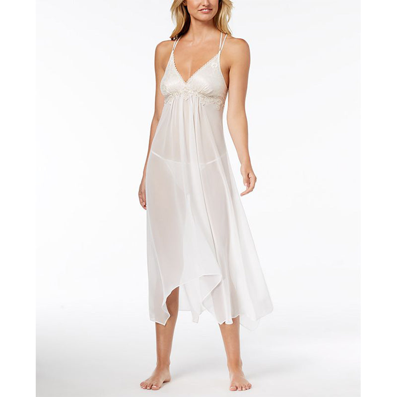 NWD Linea Donatella Keepsake Lace-Trim Nightgown White S