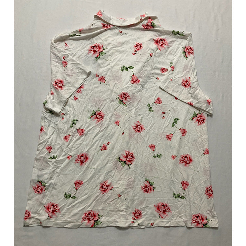 INC Only Pajama Top Short Sleeve White Floral 2XL