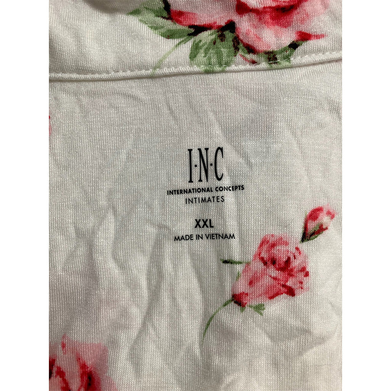 INC Only Pajama Top Short Sleeve White Floral 2XL