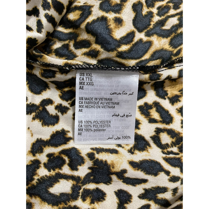 INC Satin Notch Collar Packaged Only Pajama Top Animal Print 2XL