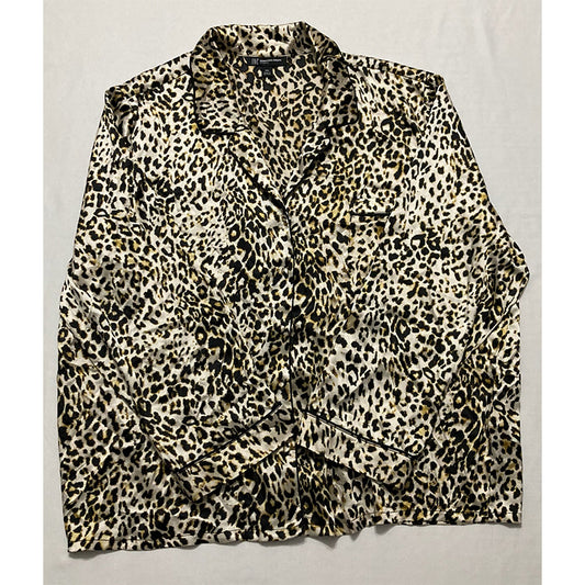 INC Satin Notch Collar Packaged Only Pajama Top Animal Print 2XL