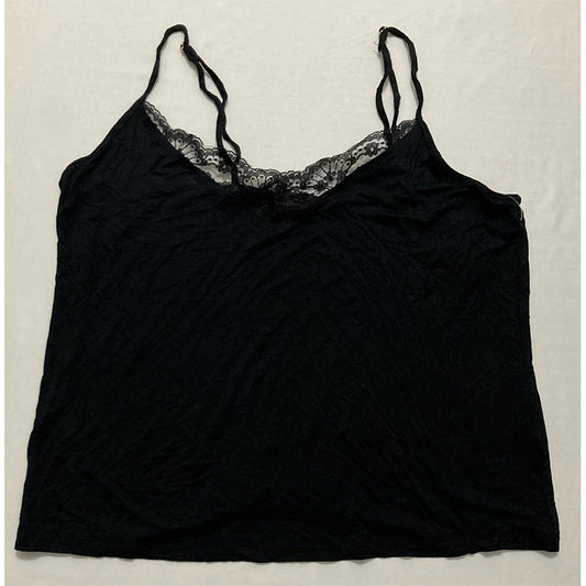INC Lace-Trim Pajama Top Black L