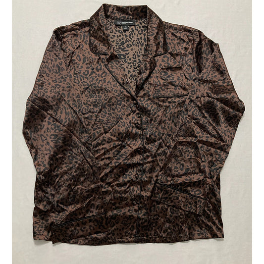 INC Satin Notch Collar Only Pajama Top Animal Print S