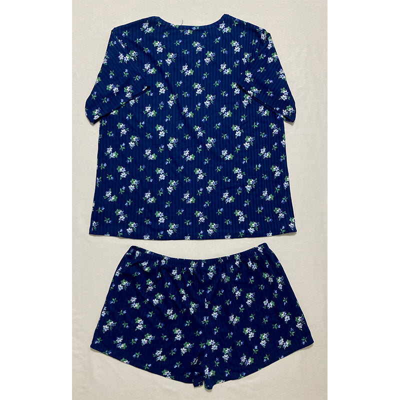 NWD Unbranded Pajama Set Top And Short Navy Floral L