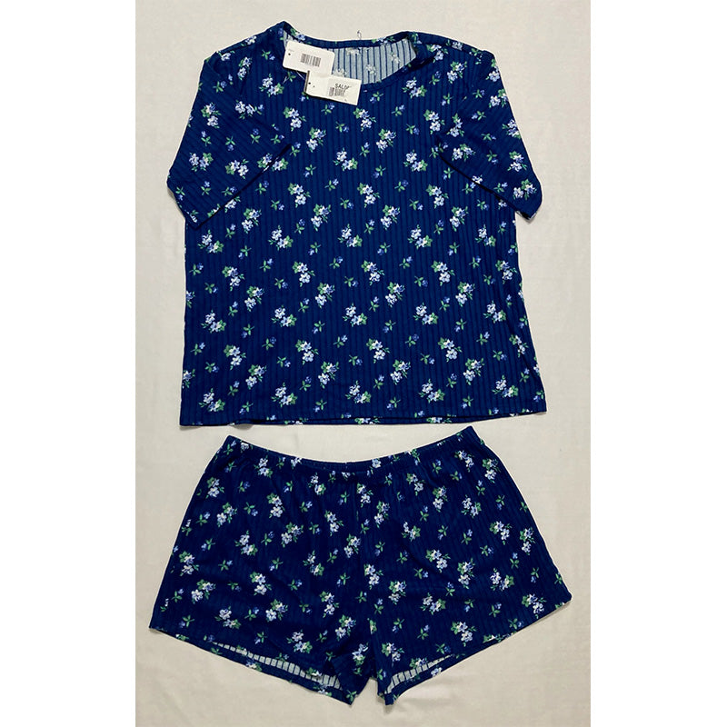 NWD Unbranded Pajama Set Top And Short Navy Floral L