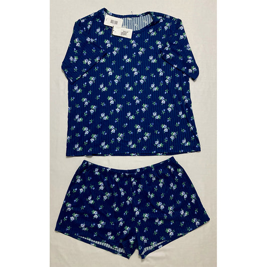 NWD Unbranded Pajama Set Top And Short Navy Floral L