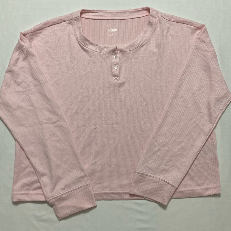 NWD Jenni Ribbed Henley Pajama Top Pink L