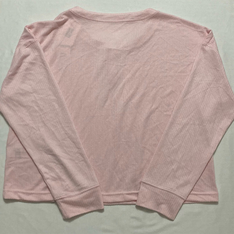 NWD Jenni Ribbed Henley Pajama Top Pink L