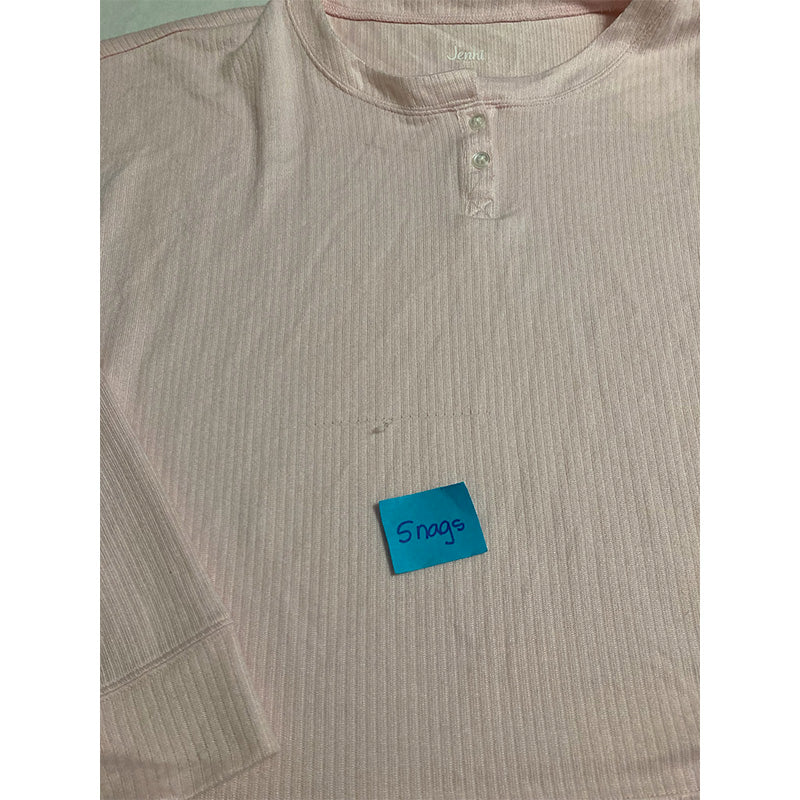 NWD Jenni Ribbed Henley Pajama Top Pink L