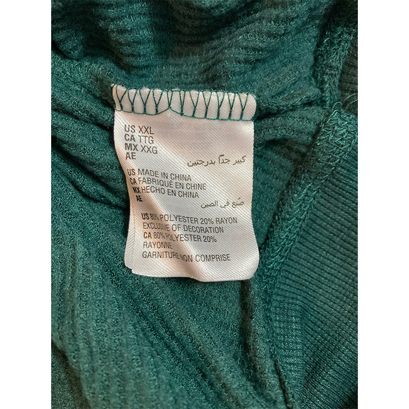 NWD Unbranded Pajama Top Round Neck Long Sleeve Green 2XL