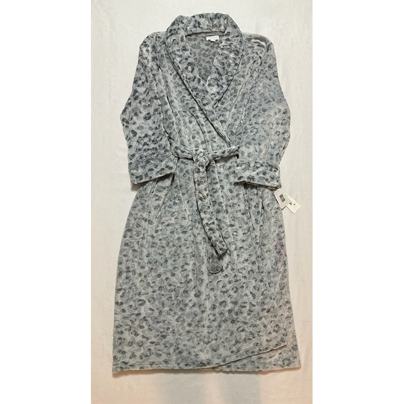 NWD Charter Club Animal-Print Wrap Plush Robe Grey XL