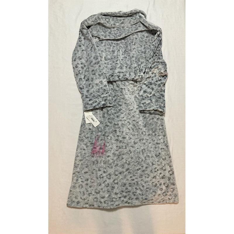 NWD Charter Club Animal-Print Wrap Plush Robe Grey XL