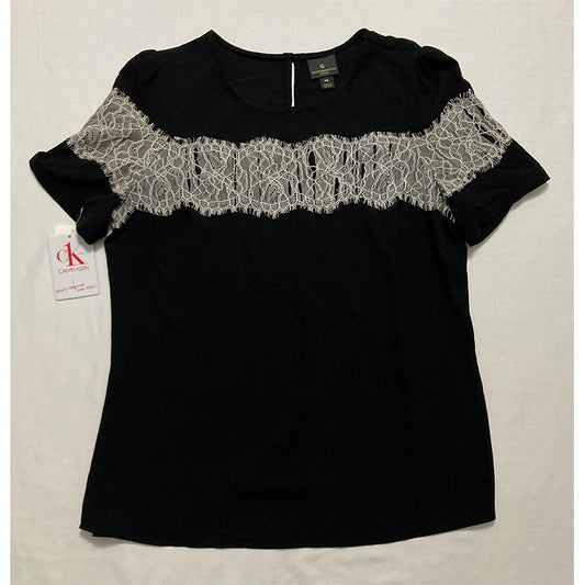 NWD Worthington Petite T Shirt Top Black PS