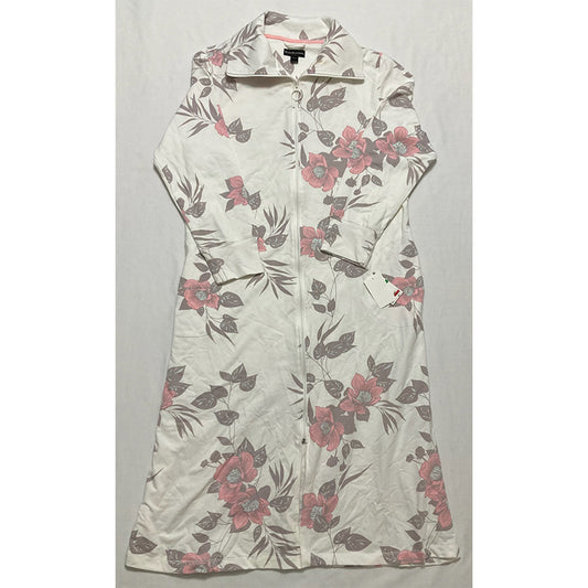 NWD Miss Elaine Printed Long Zipper Robe White L