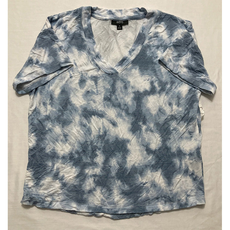 Alfani V-Neck Only Pajama Top Tie Dye Blue M
