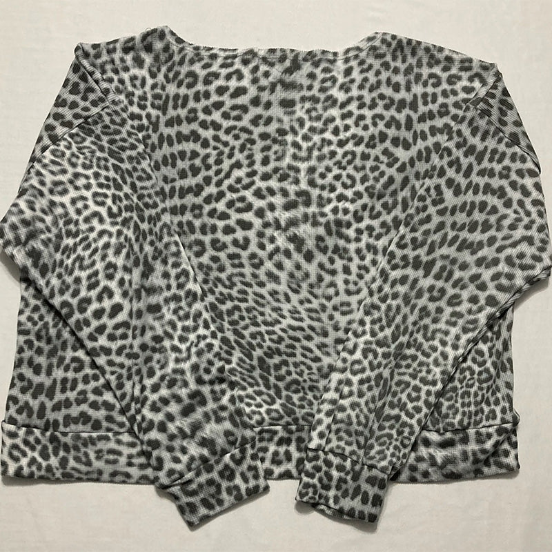 Jenni Women's Waffle-Knit Thermal Only Pajama Top Grey L