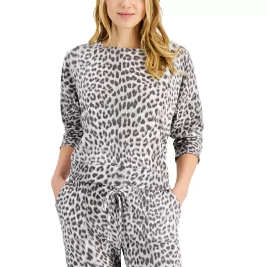 Jenni Women's Waffle-Knit Thermal Only Pajama Top Grey L